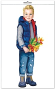 *ФМ1-15164 ПЛАКАТ ВЫРУБНОЙ А4 В ПАКЕТЕ. Мальчик с осенними листьями (двухсторонний, в индивидуальной упаковке, с европодвесом и клеевым клапаном)