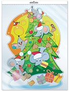 Ф-12907 ПЛАКАТ ВЫРУБНОЙ А3 В ПАКЕТЕ. Мышата на елке - Математические ступеньки, 6-7 - группа Животные (блестки, в индивидуальной упаковке, с европодвесом и клеевым клапаном)