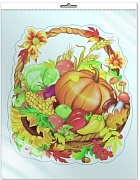 *Ф-8762 ПЛАКАТ ВЫРУБНОЙ А3 В ПАКЕТЕ. Корзина на Праздник осени (блестки, в индивидуальной упаковке, с европодвесом и клеевым клапаном)