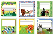 *КШН2-14636 Комплект квадратных наклеек на тетради с персонажами из мультфильмов для мальчиков (12 шт. 6 видов по 2 шт. в комплекте)