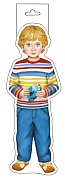 ФМ1-16143 Плакат вырубной А4. Мальчик с синей машинкой (двухсторонний)