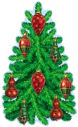*КБ-17737 Комплект для оформления интерьера. Наряжаем елку новогодними игрушками-2 (ёлка А2 + 4 вида ёлочных игрушек по 2 шт.)